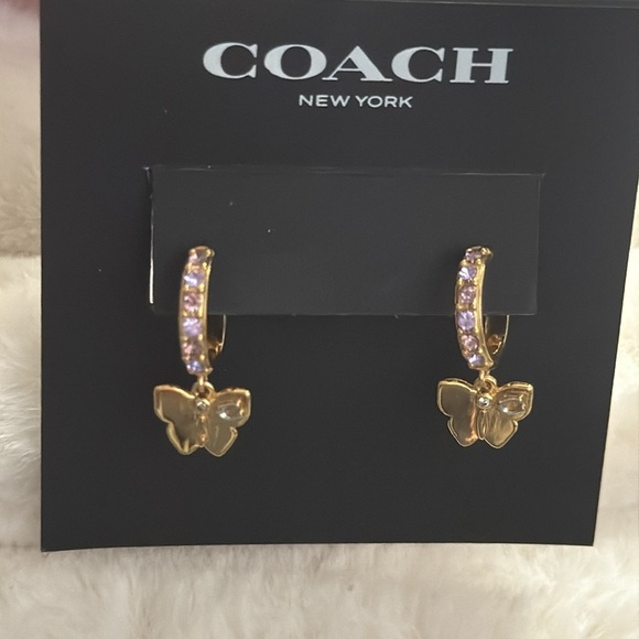 Coach Gold and Purple Butterfly Earrings - Picture 4 of 6